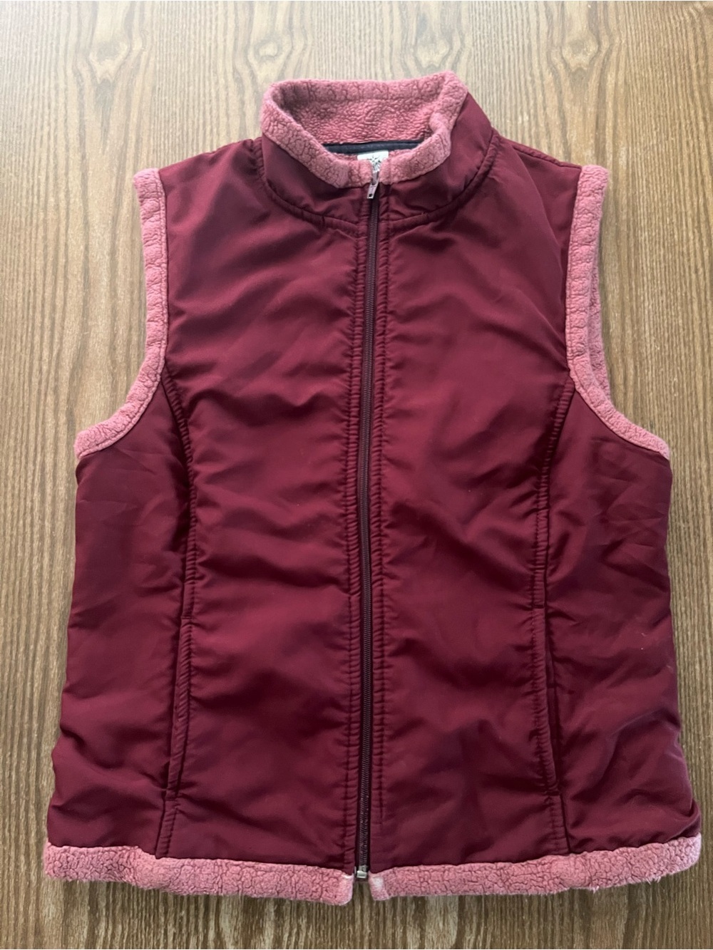 Prana Vintage Sherpa Lined Vest Burgundy Merlot Performance Wear